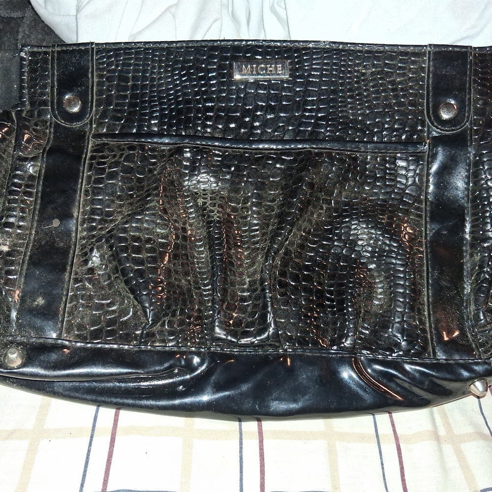 Miche Black Croc-Embossed Hobo Bag